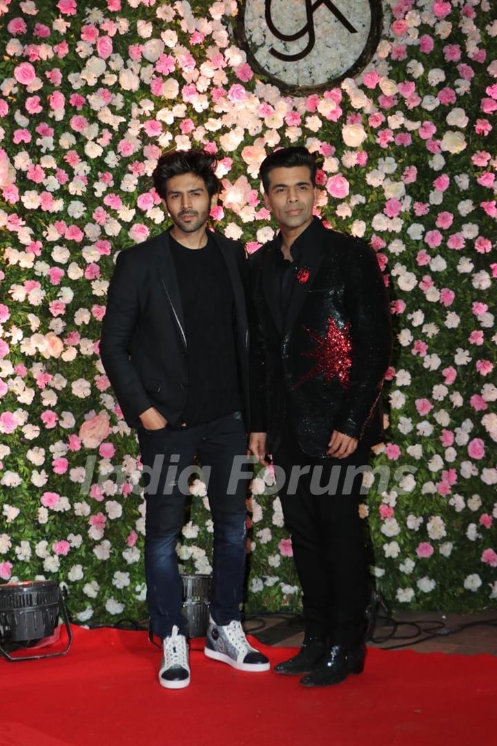 Kartik Aaryan and Karan Johar at Kapil Sharma and Ginni Chatrath's Reception, Mumbai