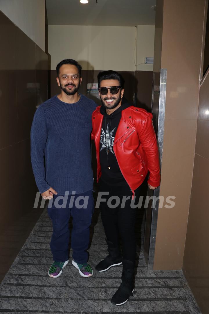 Ranveer Singh and Rohit Shetty snapped during screenings of Simmba at Juhu PVR