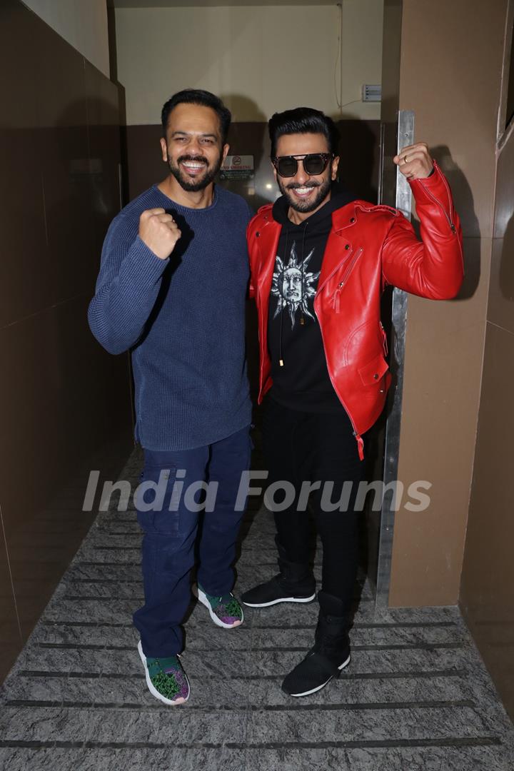 Ranveer Singh and Rohit Shetty snapped during screenings of Simmba at Juhu PVR