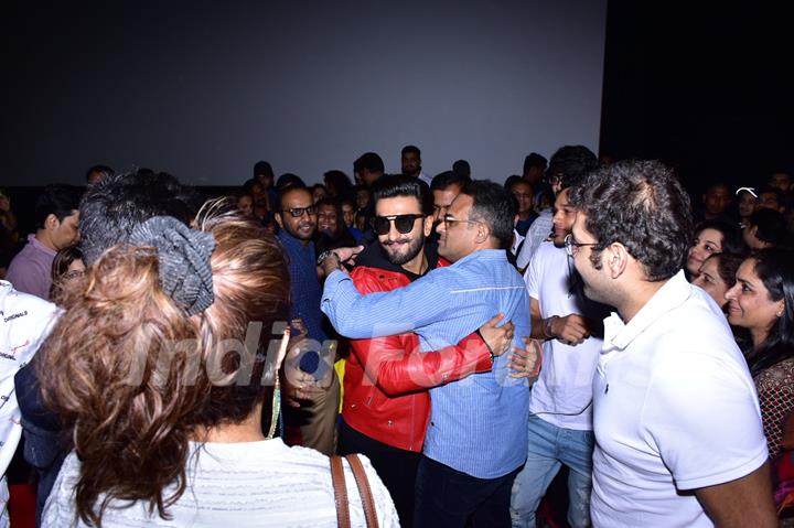 Ranveer Singh snapped meeting with the fans during screenings of Simmba at Gaiety Theatre, Bandra