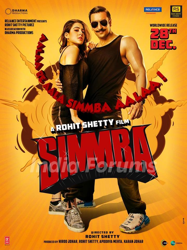 Ranveer Singh and Sara Ali Khan on Simmba poster