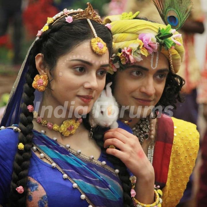 Radha Kirshna with rat on the set of RadhaKrishn