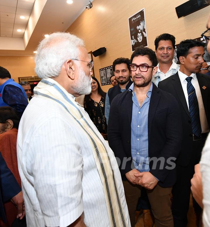 Prime Minister Narendra Modi and Aamir Khan snapped at The National Museum of Indian Cinema