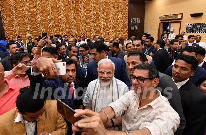 Prime Minister Narendra Modi snapped at The National Museum of Indian Cinema