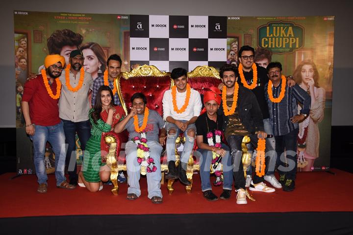 Kartik Aaryan and Kriti Sanon at Lukka Chuppi trailer launch