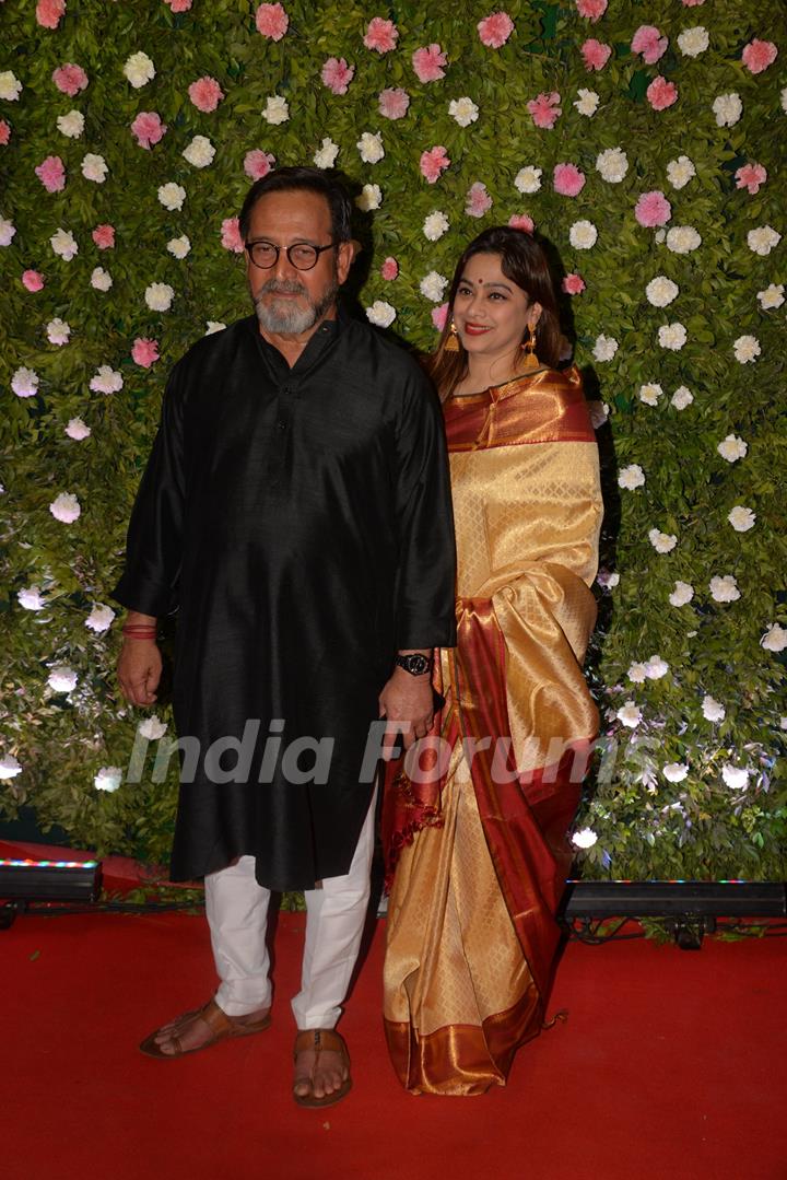 Mahesh Manjrekar and wife at Amit Thackeray's reception