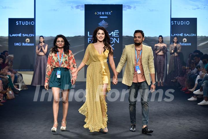 Rhea Chakraborty walks the ramp for fashion designers at 'Lakme Fashion Week'