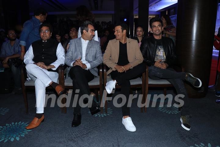 Cast of Sonchiriya at the trailer launch