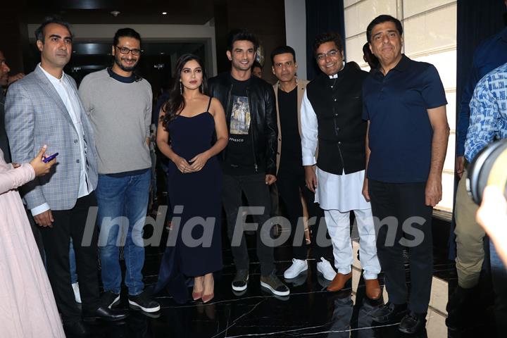Cast of Sonchiriya at the trailer launch