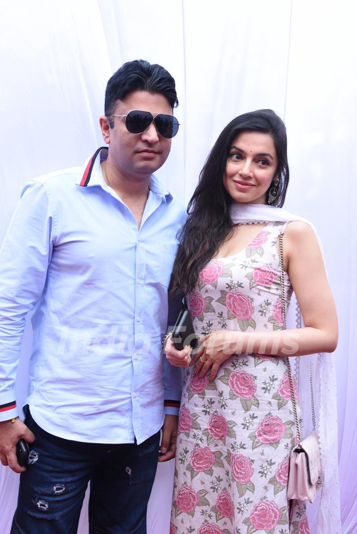 Bhushan Kumar with wife Divya Khosla Kumar at Anurag Basu's Saraswati Pooja