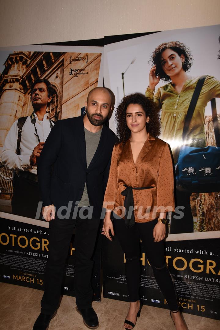 Ritesh Batra and Sanya Malhota pose for a picture at promotions of Photograph