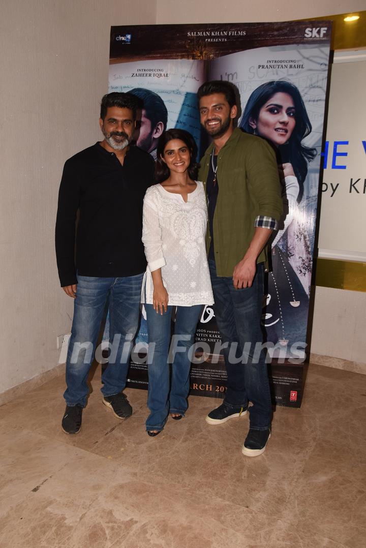 Bollywood filmmaker Nitin Kakkar poses for a picture with cast of Notebook