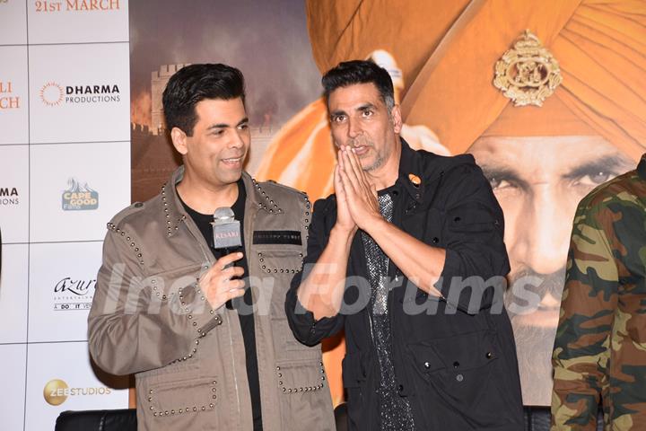 Karan Johar and Akshay Kumar at Kesari Press Conference