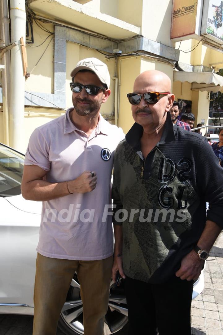 Hrithik Roshan and Rakesh Roshan snapped at Juhu PVR