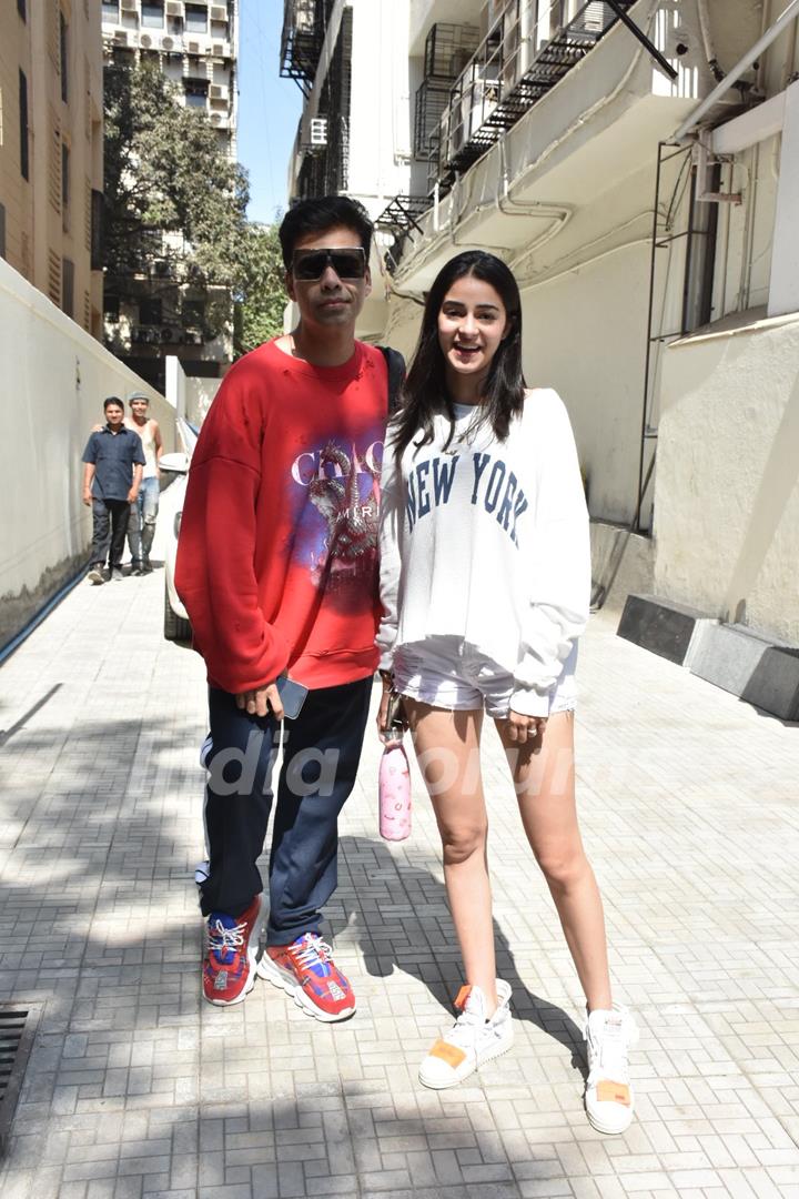 Karan Johar and Ananya Panday pose for a picture