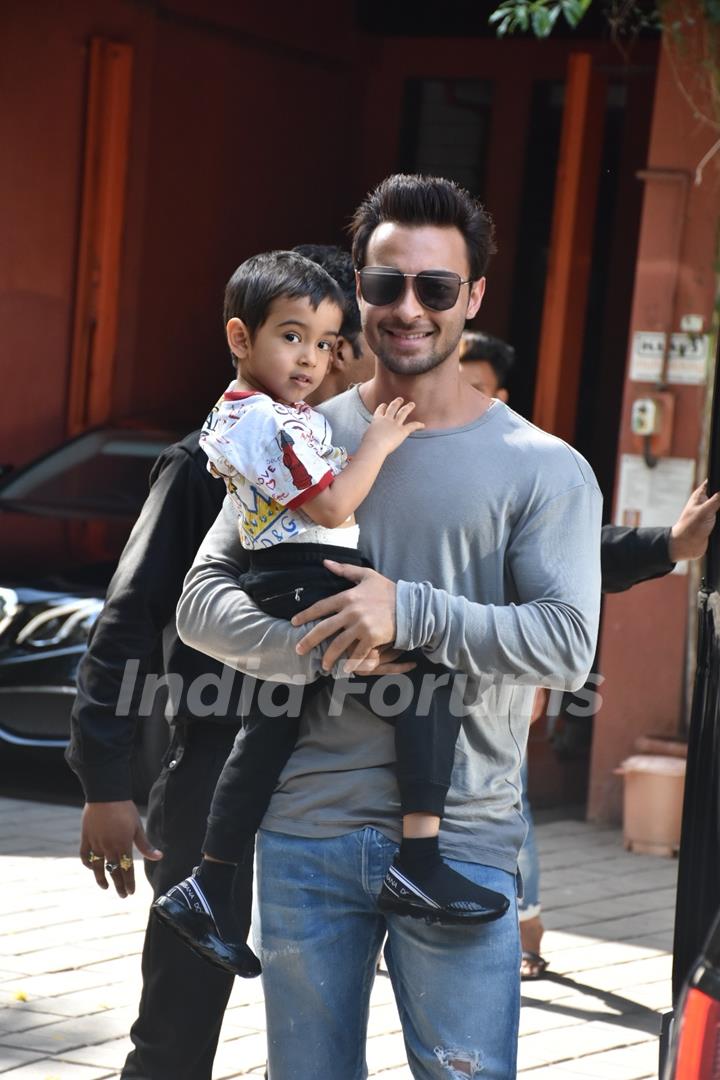 Ahil Sharama with daddy Aayush Sharma snapped around the town