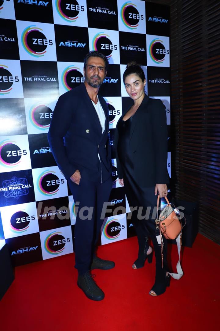 Arjun Rampal and Gabriella Demetriades at the Zee5 web series Abhay success party