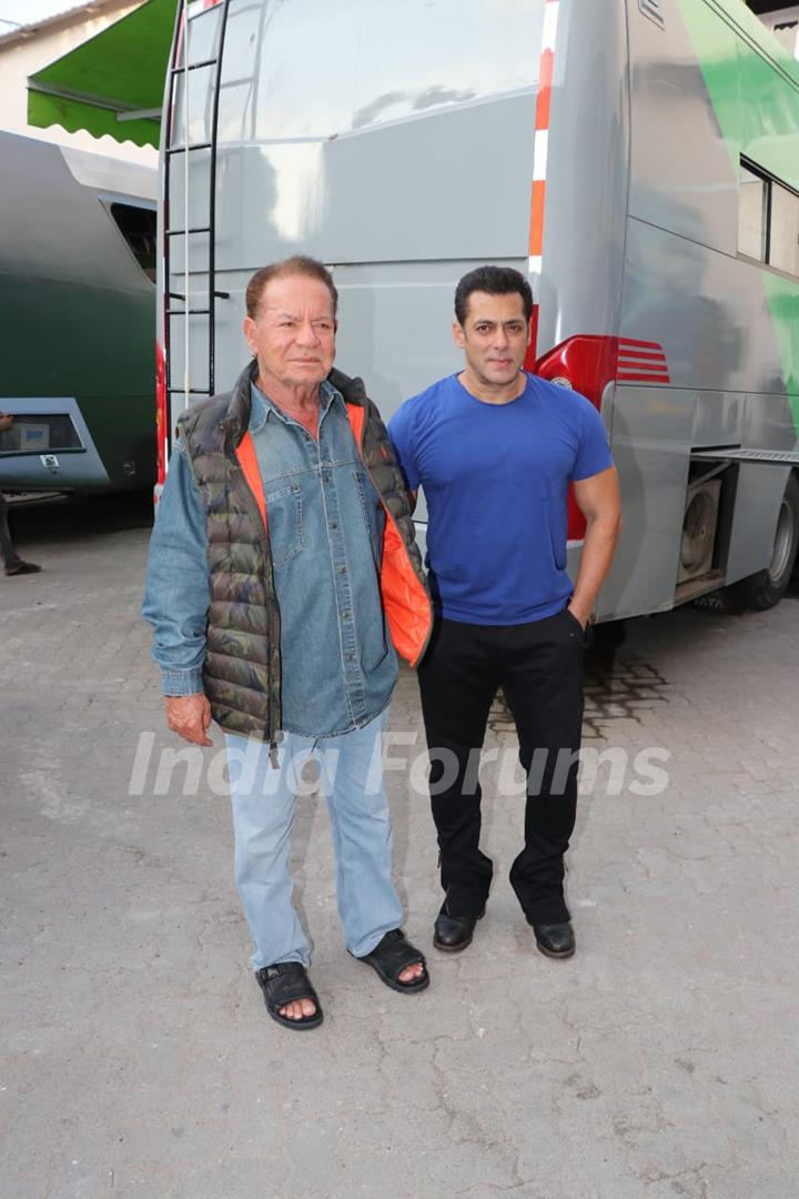 Salman Khan his father Salim Khan spotted at Mehboob studio for Bharat promotion