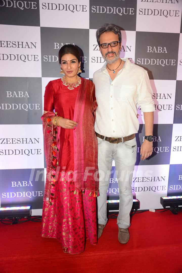 Raveena Tandon papped with husband Anil Thadani at Baba Siddique's Iftar Party