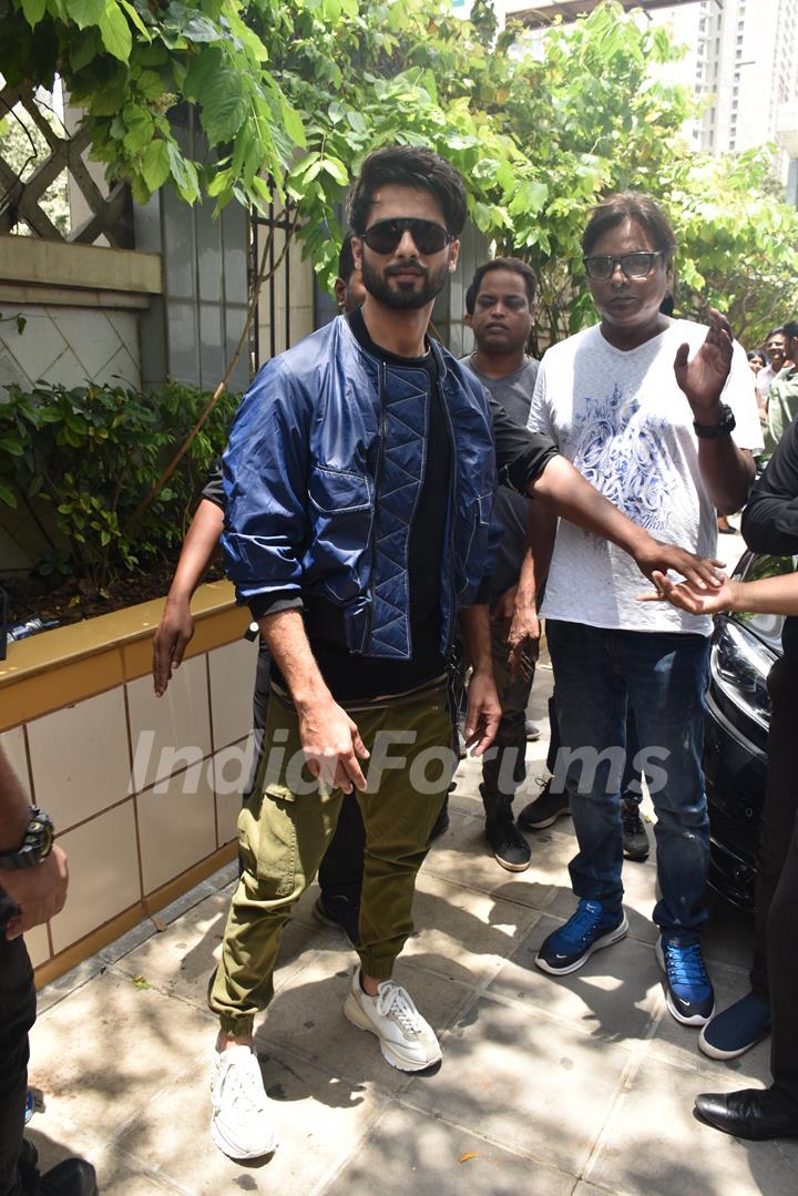 Shahid Kapoor snapped at the song launch of his upcoming movie Kabir Singh