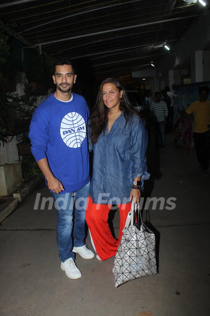 Neha Dhupia and Angad Bedi was clicked during the screening of Shadaa