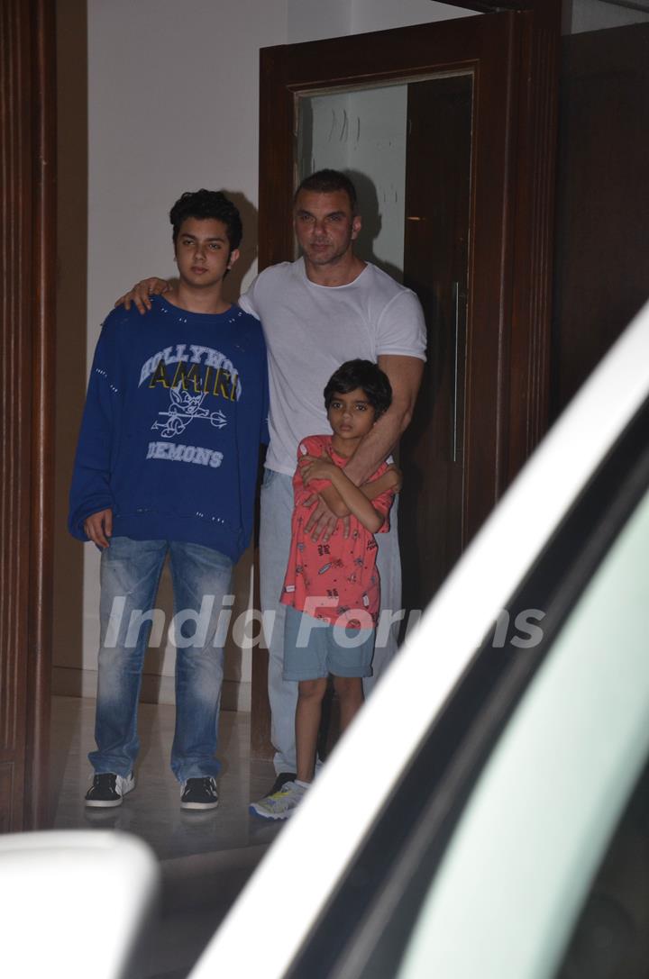Sohail Khan along with his son's snapped at Arbaaz Khan's house party