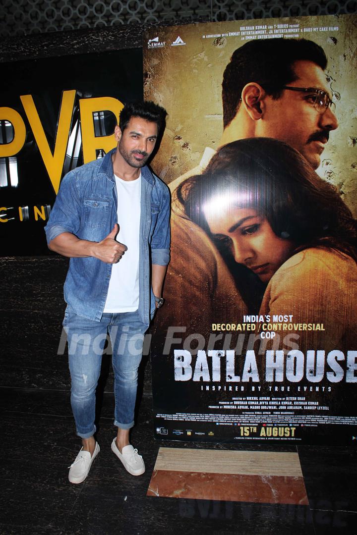 John Abraham was snapped at the trailer launch of Batla House