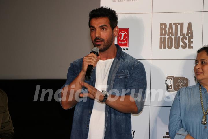 John Abraham was snapped at the trailer launch of Batla House