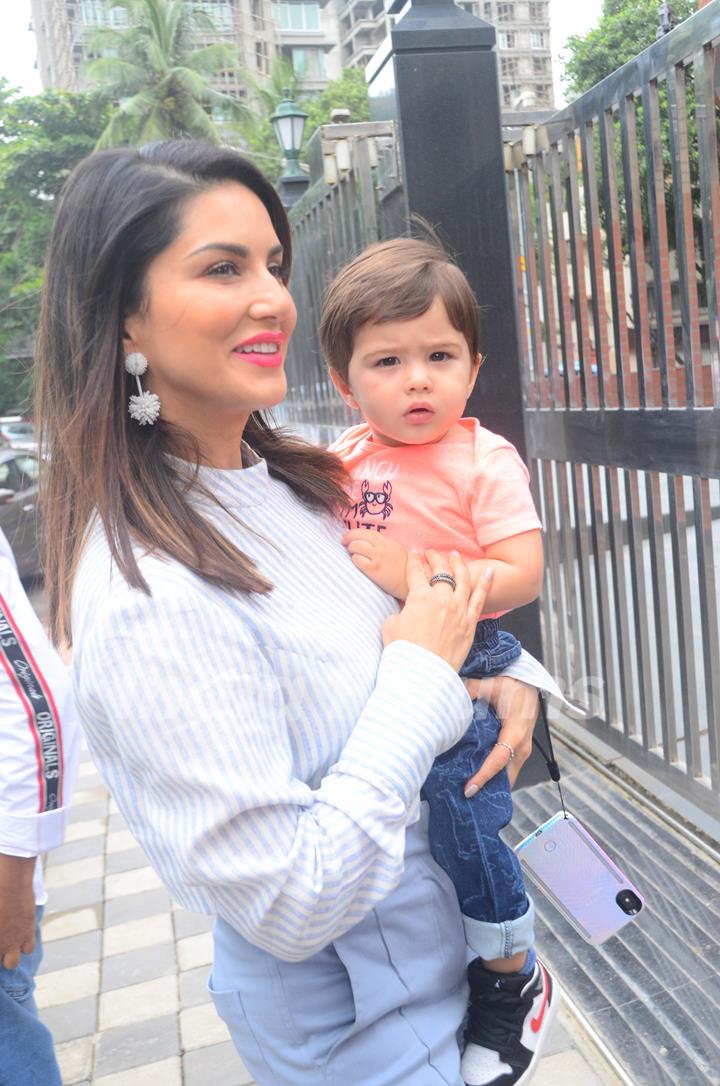 Sunny Leone was spotted around the town with her son