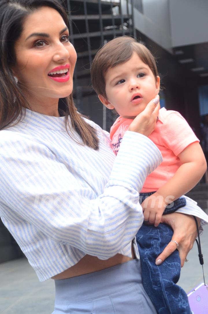 Sunny Leone was spotted around the town with her son