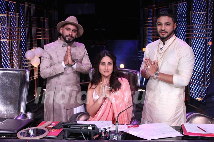 Judges Bosco Martis, Kareena Kapoor Khan and Raftaar on the sets of Dance India Dance  