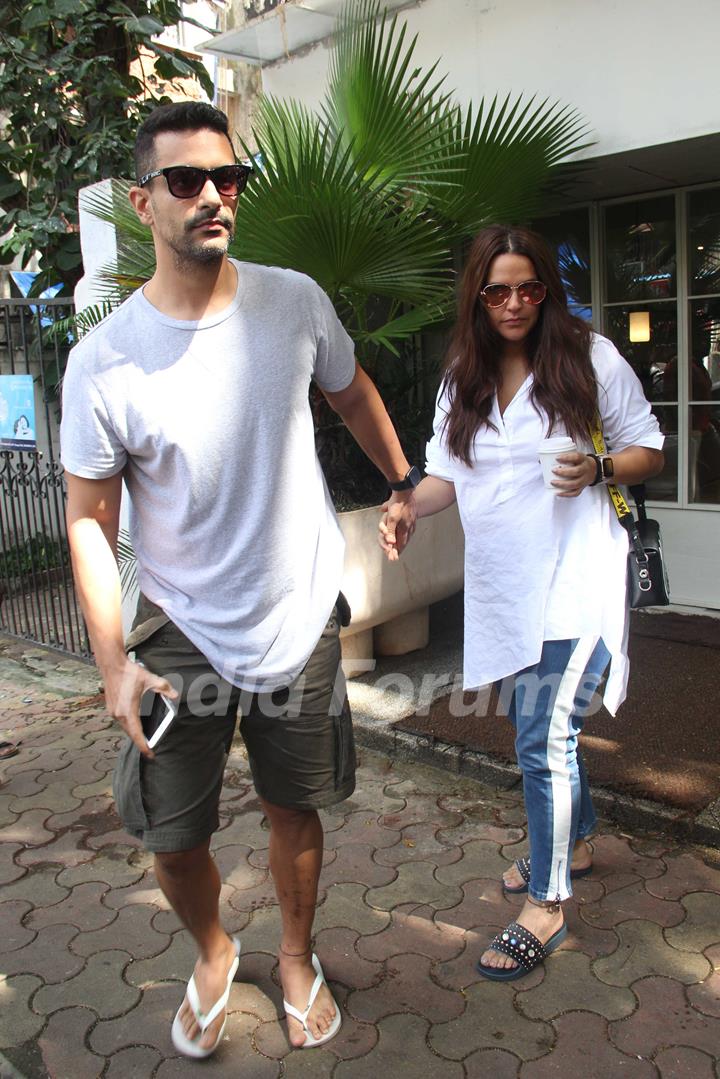 Neha Dhupia and Angad Bedi snapped at Sequel, Bandra!