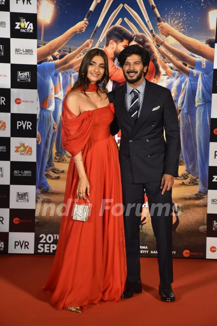 Sonam Kapoor and Dulquer Salmaan papped during The Zoya Factor trailer launch