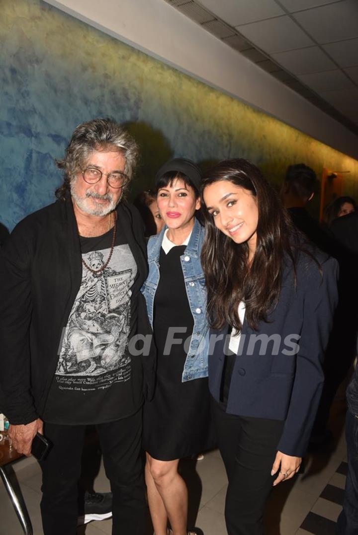 Shakti Kapoor and Shraddha Kapoor at the special screening of Chhichhore!