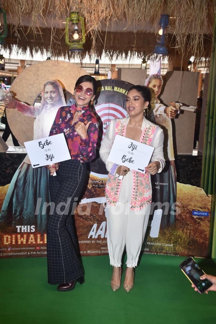 Taapsee Pannu and Bhumi Pednekar at the trailer launch of Saand Ki Aankh