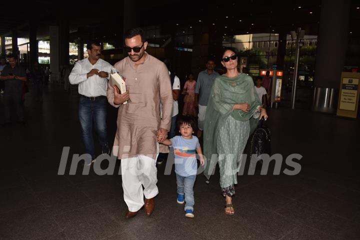 Taimur Ali Khan with Saif Ali Khan and Kareena Kapoor Khan outside airport!