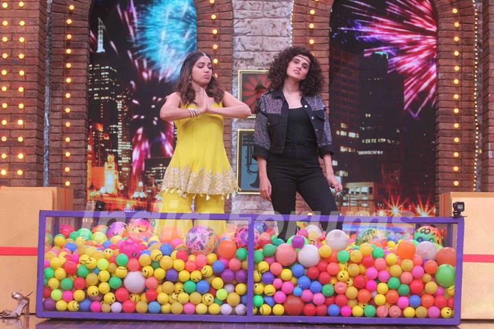 Tapsee and Bhumi on sets of Movie Masti with Maniesh Paul