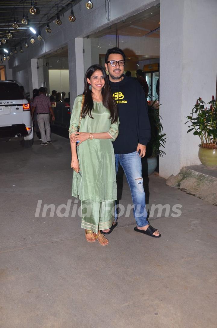 Dinesh Vijan and his wife attend Bala's special screening!
