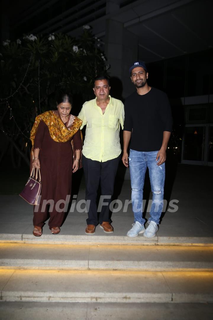 Vicky Kaushal papped with his parents around the town