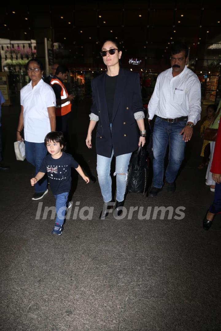 Kareena Kapoor Khan spooted with Taimur Ali Khan at the airport