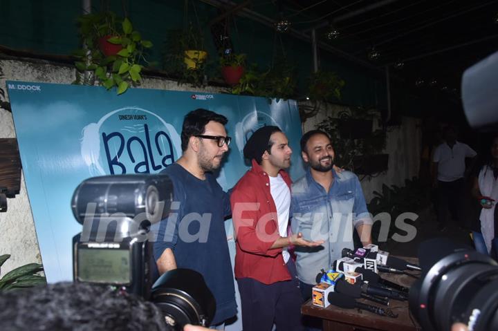 Varun Dhawan with Dinesh Vijan and Amar Kaushik