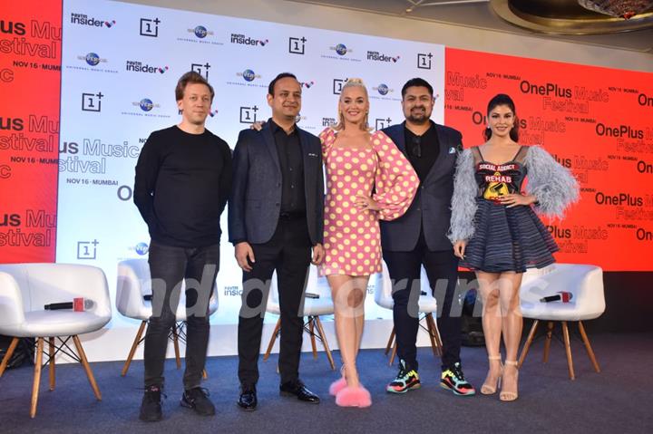 Katy Perry and Jacqueline Fernandez attend Oneplus Music festivale press conference in Mumbai!