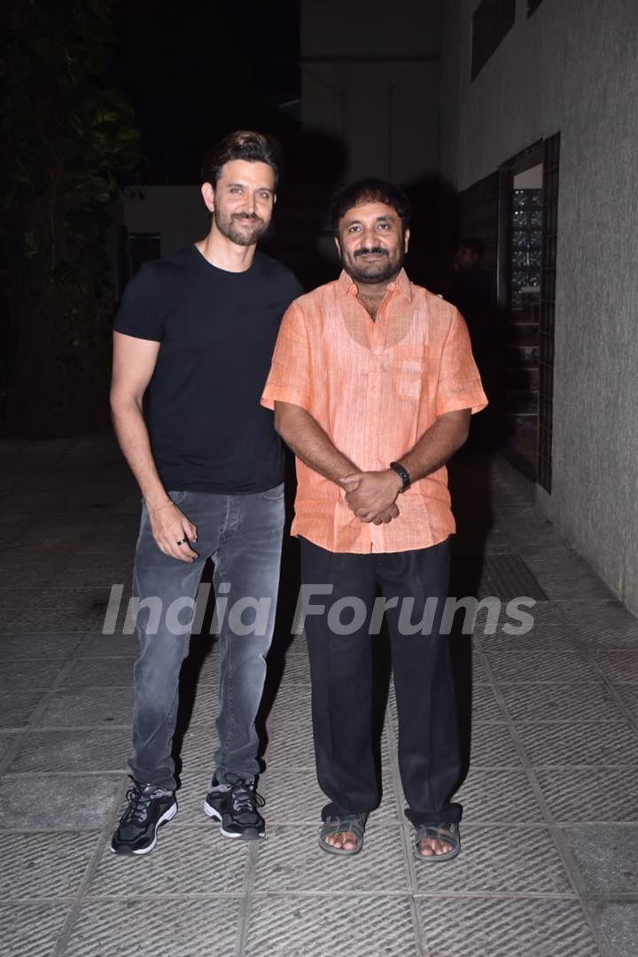 Hrithik Roshan and Anand Kumar snapped during a special screening of Super 30