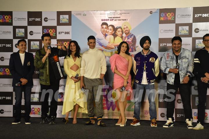 Karan Johar, Akshay Kumar, Kareena Kapoor, Kiara Advani and Diljit Dosanjh attends the trailer launch of Good Newwz