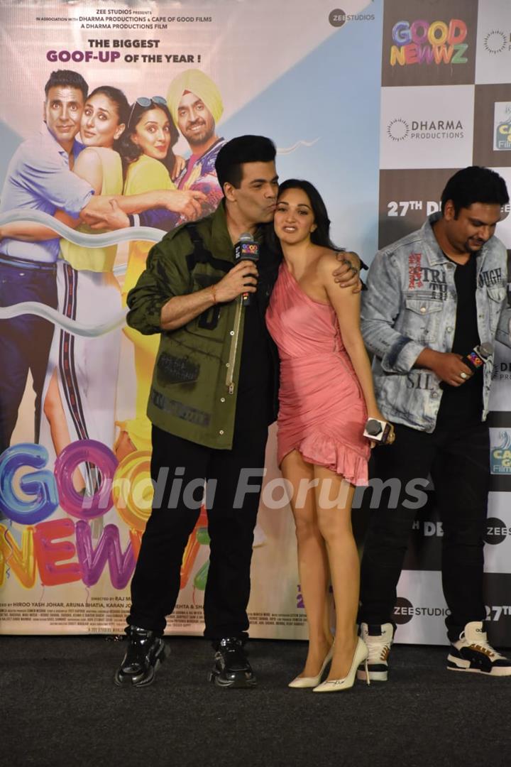 Karan Johar and Kiara Advani attends the trailer launch of Good Newwz
