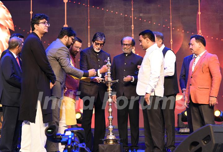 Amitabh Bachchan and Rajinikanth snapped during the inauguration of IFFI Goa 2019