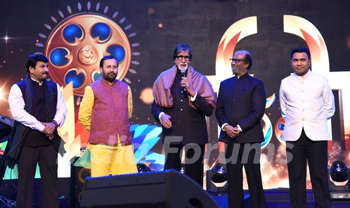 Amitabh Bachchan and Rajinikanth snapped during the inauguration of IFFI Goa 2019