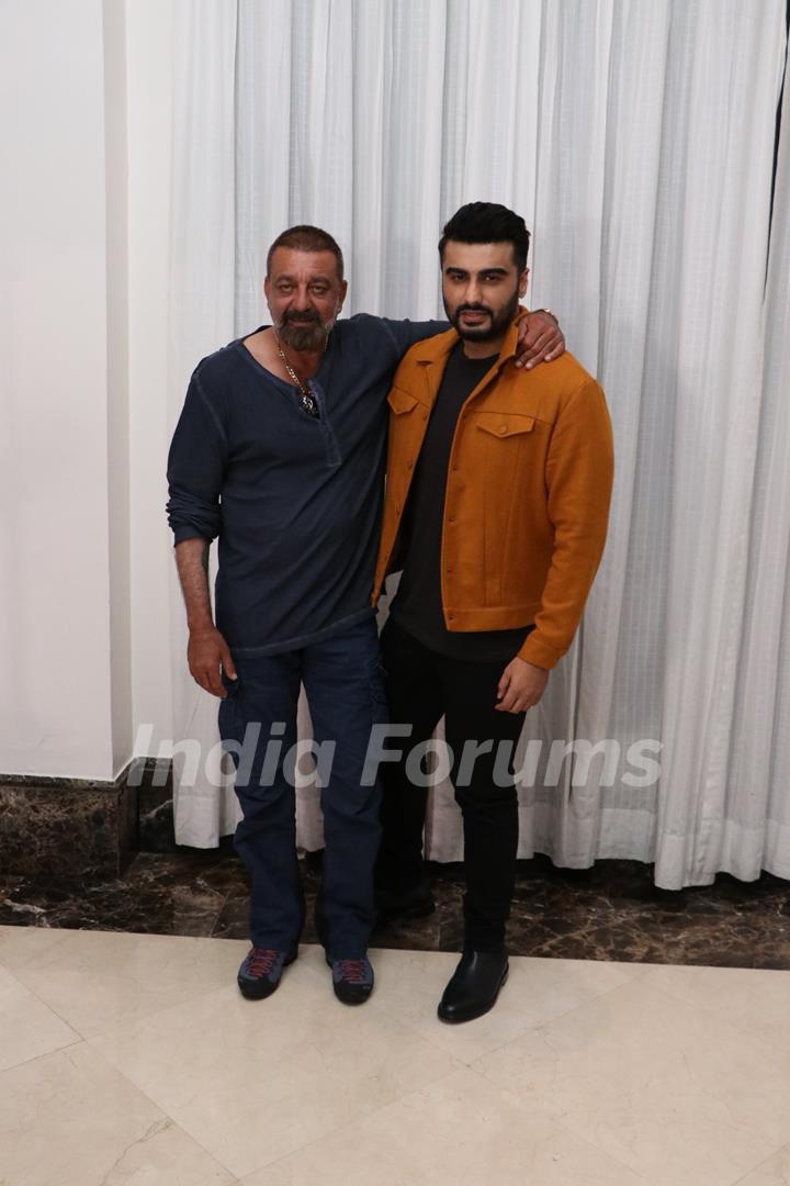 Arjun Kapoor and Sanjay Dutt snapped during the promotions of Panipat
