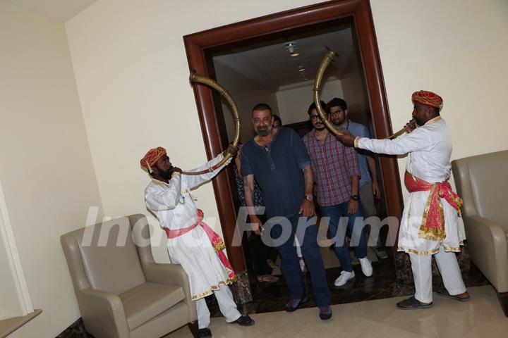 Sanjay Dutt snapped during the promotions of Panipat