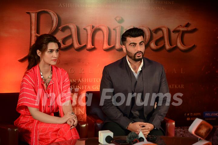 Arjun Kapoor and Kriti Sanon snapped during the promotions of Panipat